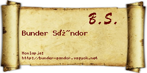 Bunder Sándor névjegykártya